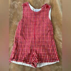 Kelly’s kids plaid romper 12 months